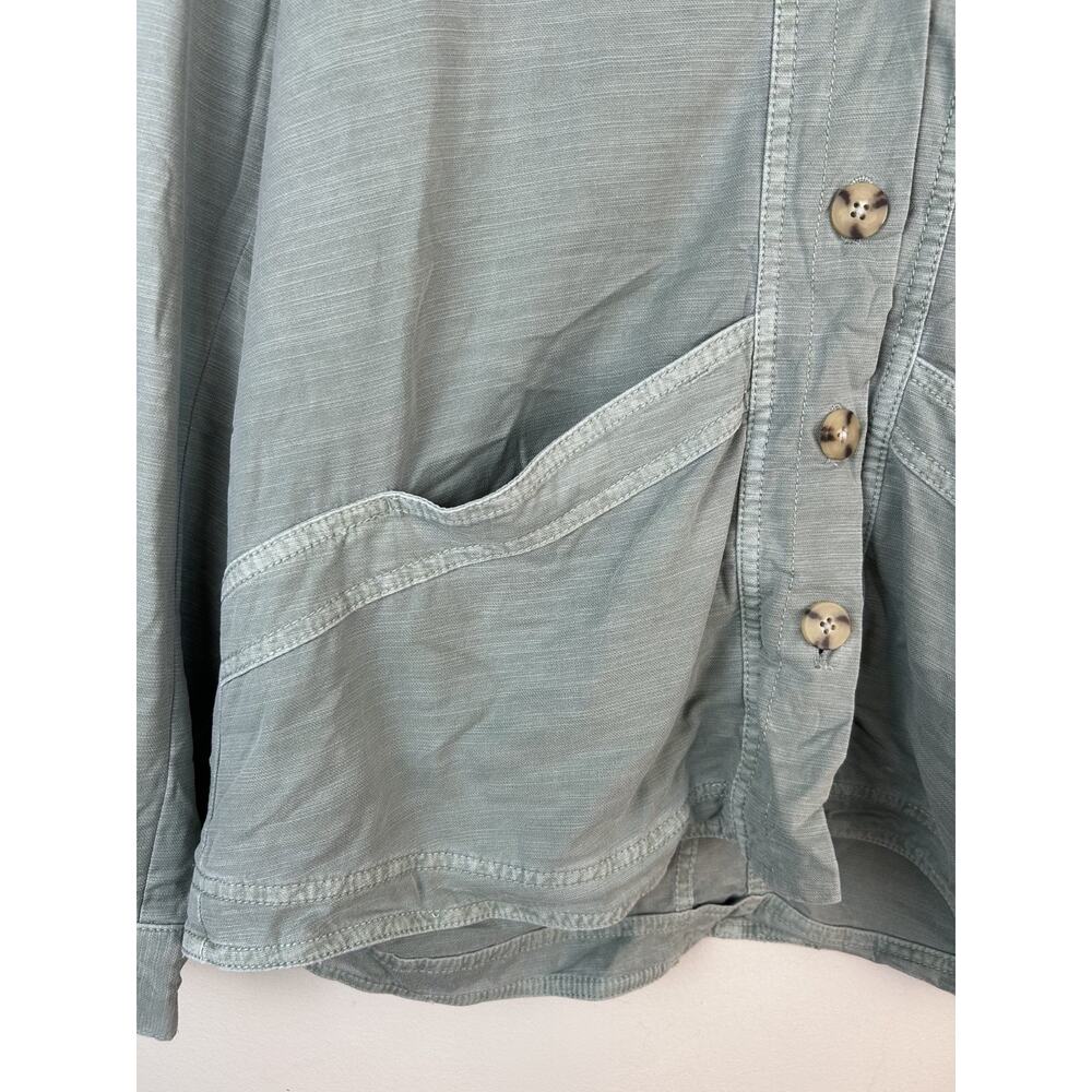 J JILL Utility Chore Button Front Jacket Minimalist Summer Green Lagenlook Sz SP - Picture 6 of 11